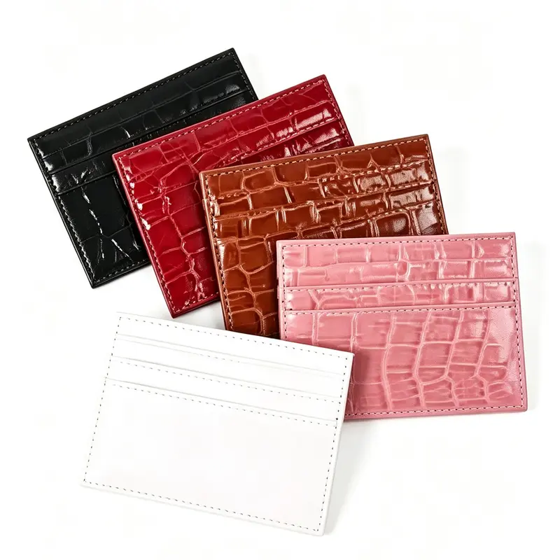 Minimalist Crocodile Pattern Card Wallet, Ultra-Thin PU Leather, Compact Multi-Slot Organizer, Ideal for Daily Use & Travel, Wallet Men, Men Slim Wallet