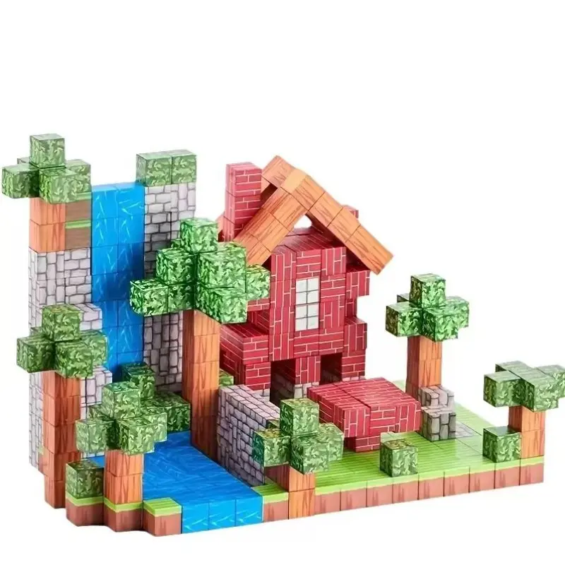 100 Magnetic Building Blocks Toy, Animal Home DIY Cube Stem Sensory Toy, Perfect Christmas Birthday Gift for Kids Ages 3-10