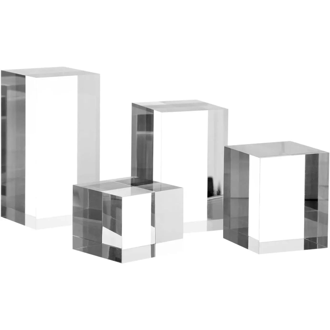 Polished  Cube Cylinder Round Photo Props, Transparent Cube | Transparent Solid  Display Blocks for Photography Boutique   Crafts Closet Show, 4 count