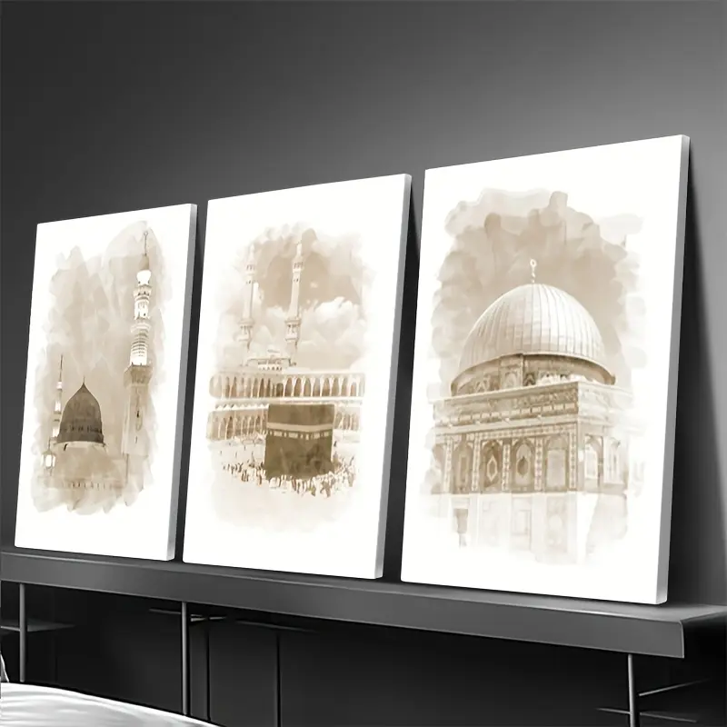 Modern Architectural Design 3-Piece Canvas Wall Art - Framed, Ready To Hang - For Living Room Office - Perfect Gift For Housewarming Christmas New Year - Wall Decor, Home Decoration