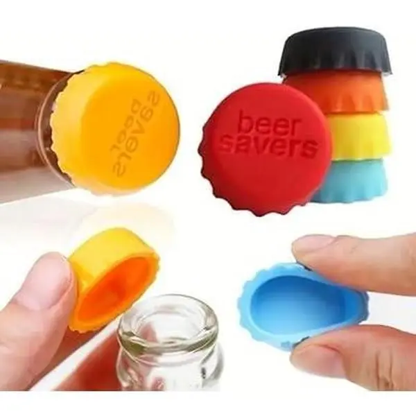 6pcs Reusable Silicone Bottle Caps, Airtight Sealed Stoppers for Beer, Wine, Soda, Vinegar, Soy Sauce - Kitchen Gadgets