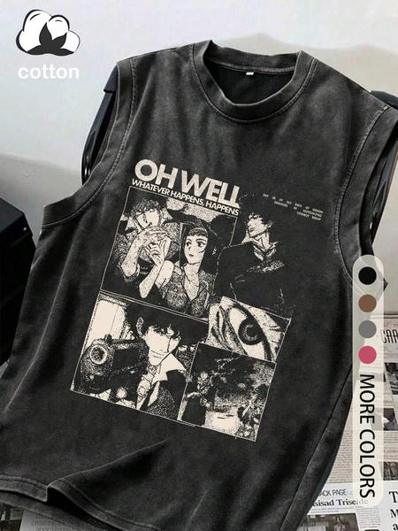 Men's Cotton Vintage Distressed Sleeveless T-Shirt, Casual Summer Round Neck Top for Ages 13-44, Stylish Fashionable Apparel