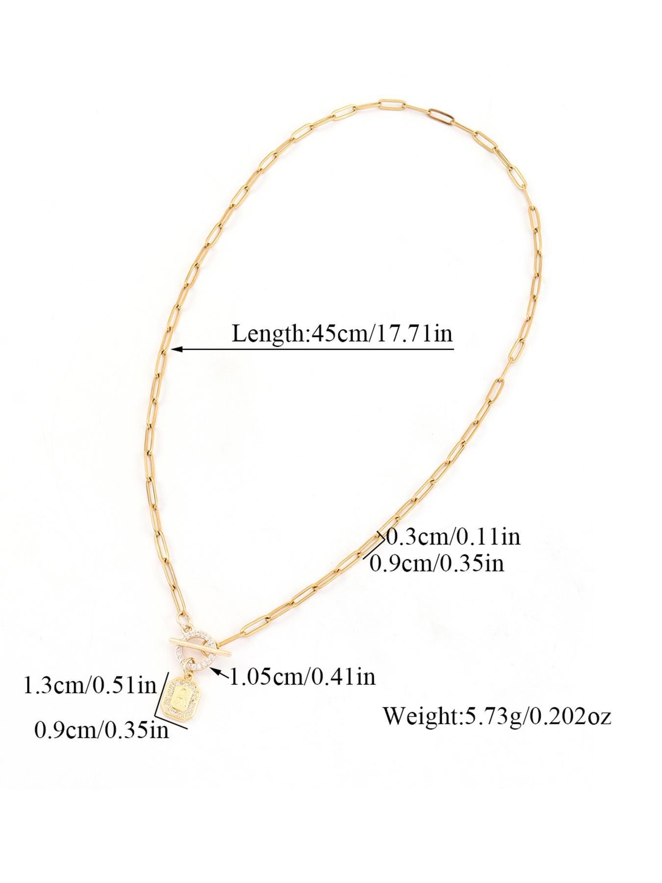 Initials Pendant Necklace for Women, Stainless Steel Paper Clip Chain Necklace, Letter Necklace, Fashion Jewelry for Party, Daily Decor, Trendy All-match & Exquisite Jewelry for Birthday Gift, Minimalist Chain