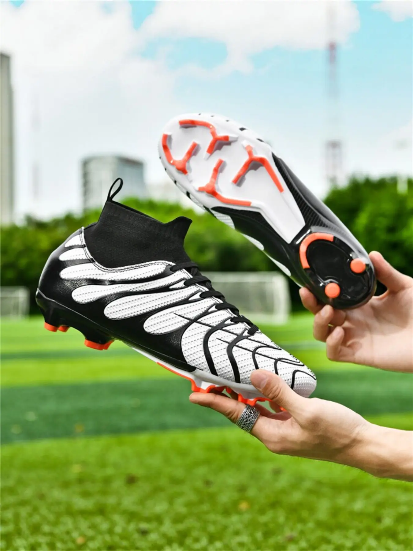 Men's Football Shoes TF & AG Football Boots, Breathable Durable, Anti-Slip Shock Absorption, Artificial Grass Training, Lightweight Comfort，Turf Football Boots Artificial Grass Football Boots
