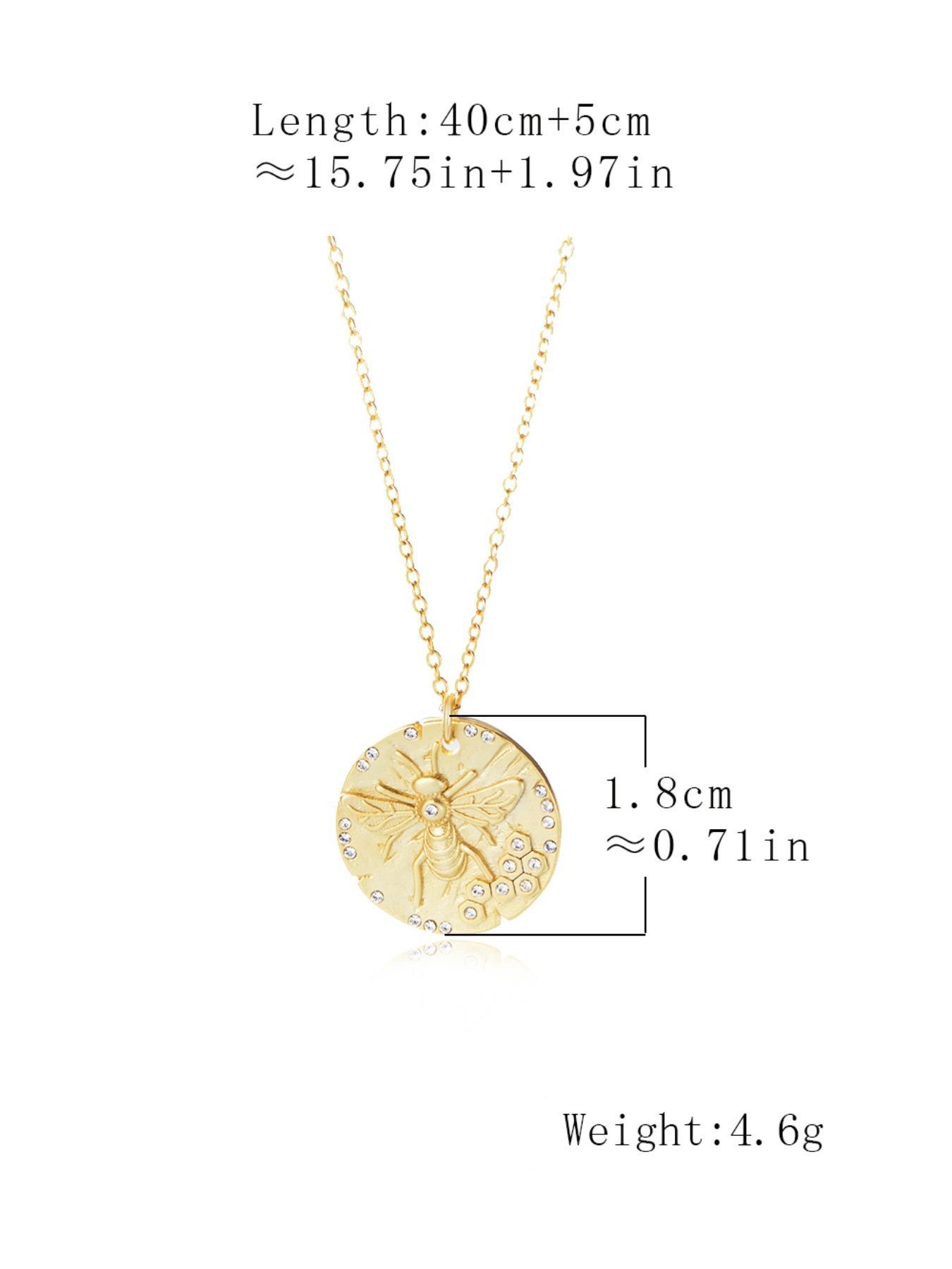 925 Sterling Silver Honey Bee Design Pendant Necklace, Fashion Rhinestone Decor Jewelry for Party, Daily Clothing Decor, Trendy All-match & Exquisite Jewelry for Gift