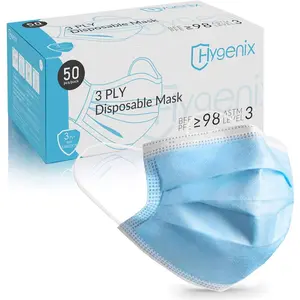 FDA Cleared ASTM Level 3 Procedure Face Masks, Made in USA, ≥98% Filtration, Fluid Resistant, 3-Ply Ear Loop, 50 Pack
