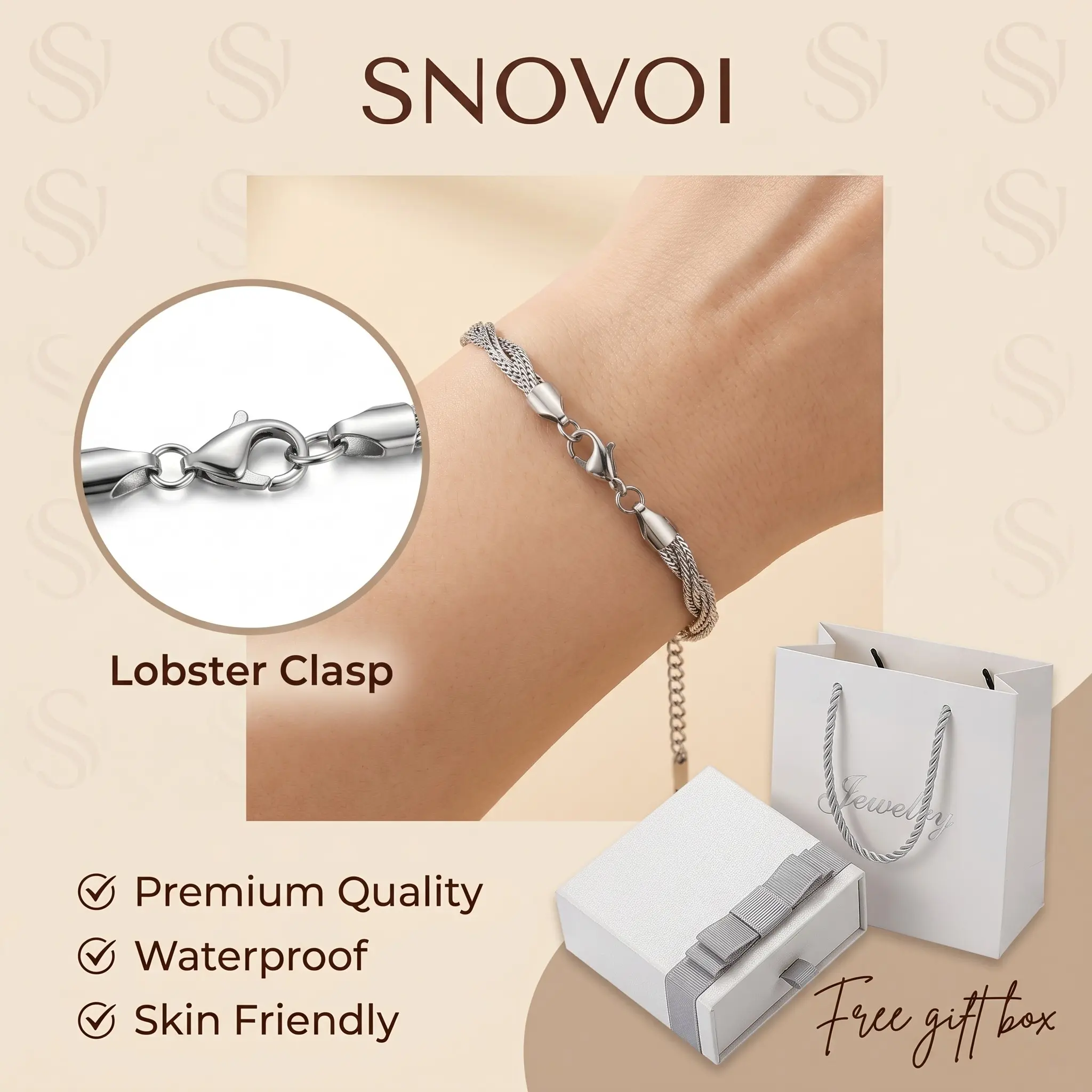 Adjustable Braided Silver Herringbone Bracelet, Elegant & Delicate Style, Hypoallergenic & Durable, Stackable Jewelry for Everyday & Special Occasions, Great for Birthday Gift Boxes & Graduation Party Favors