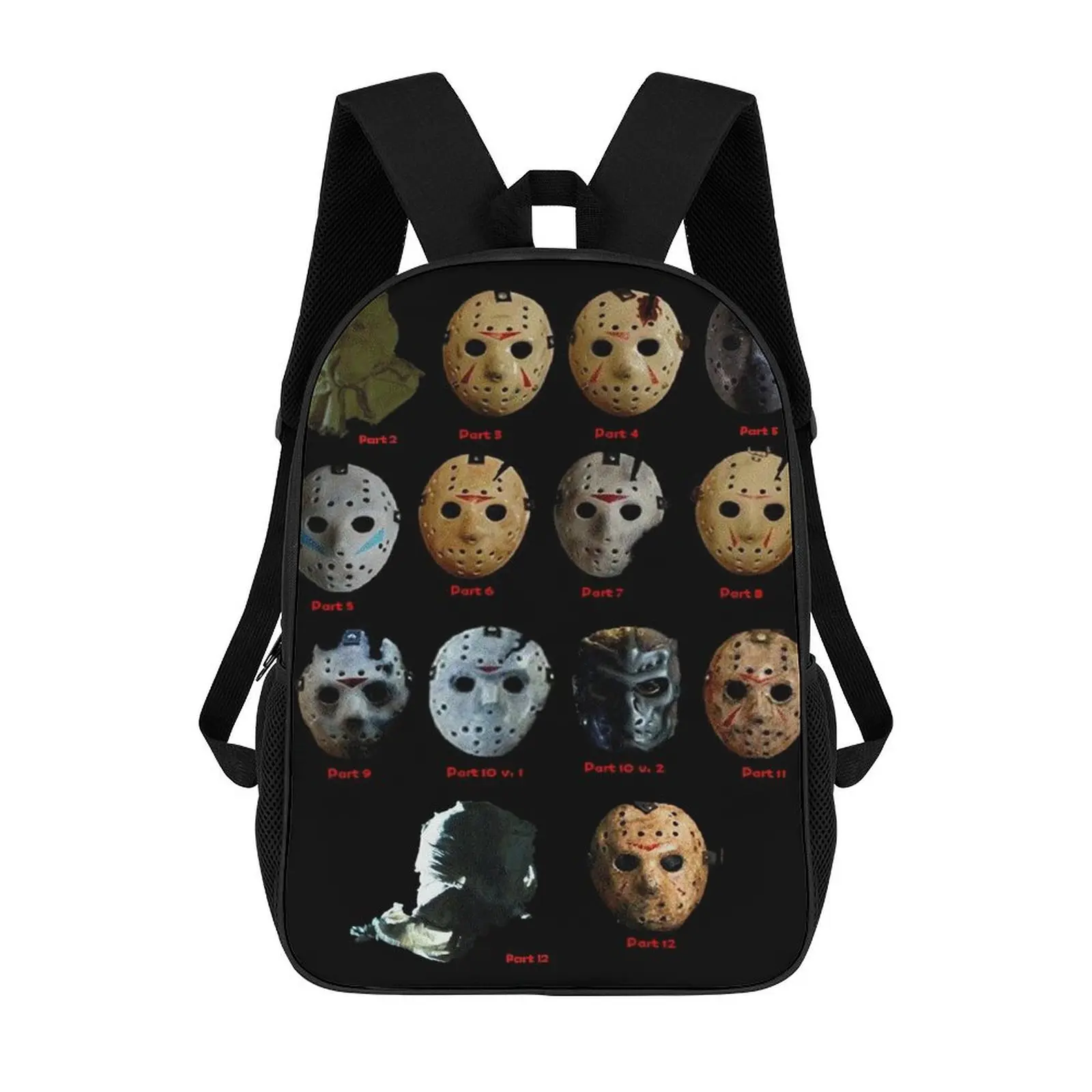 Jason Voorhees Printed Backpack, 17-in School Book Bag for Back to School Haul & Campus Life, Travel Daypack for Men