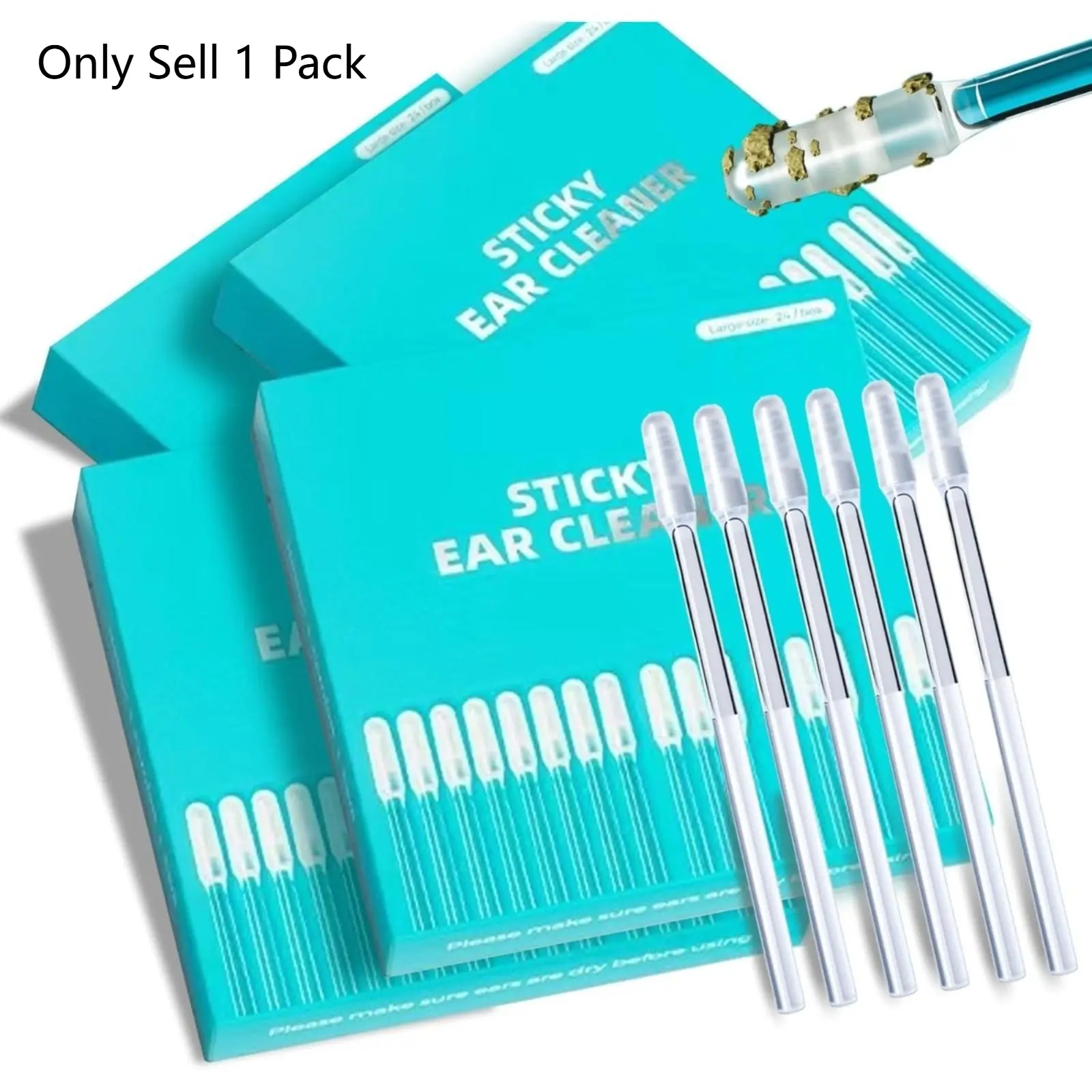 Earwax Removal Tool Set, Small Size  Sticky Ear Cleaning Stick, Earwax Remover Stick, Safe for Adults and Children, Reusable Ear Cleaners（24 Pieces/box)