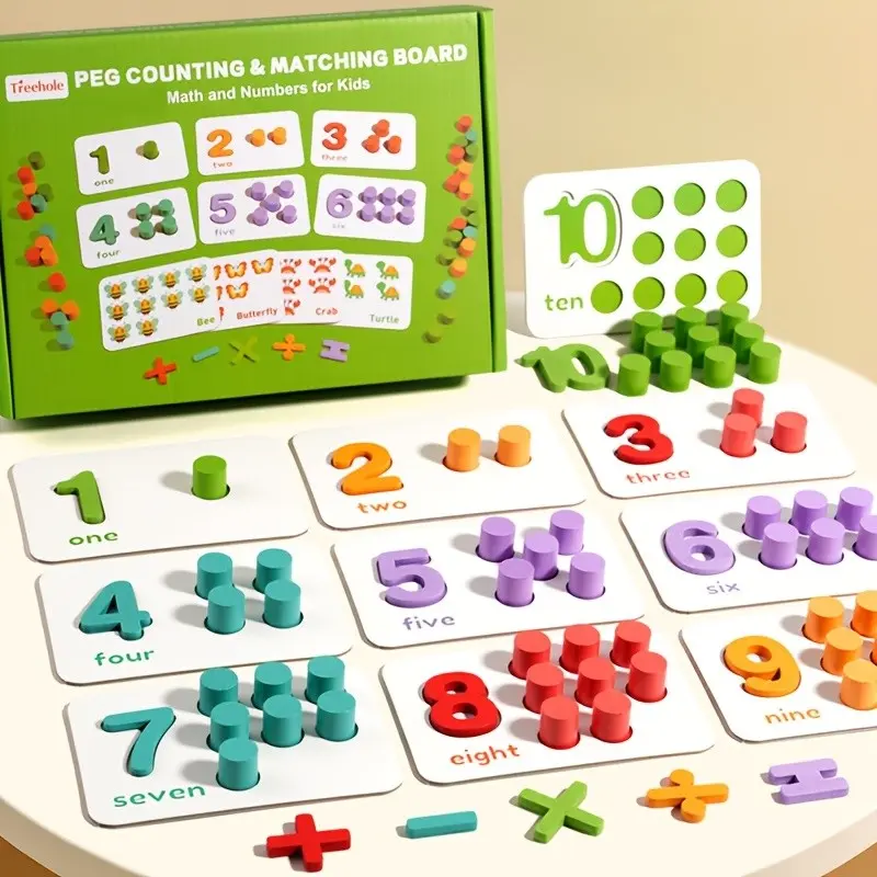 Fun Wooden Math Counting Puzzle Board, Addition and Subtraction Game for Kids Ages 3+, Educational Toy, Perfect Birthday and Christmas Gift