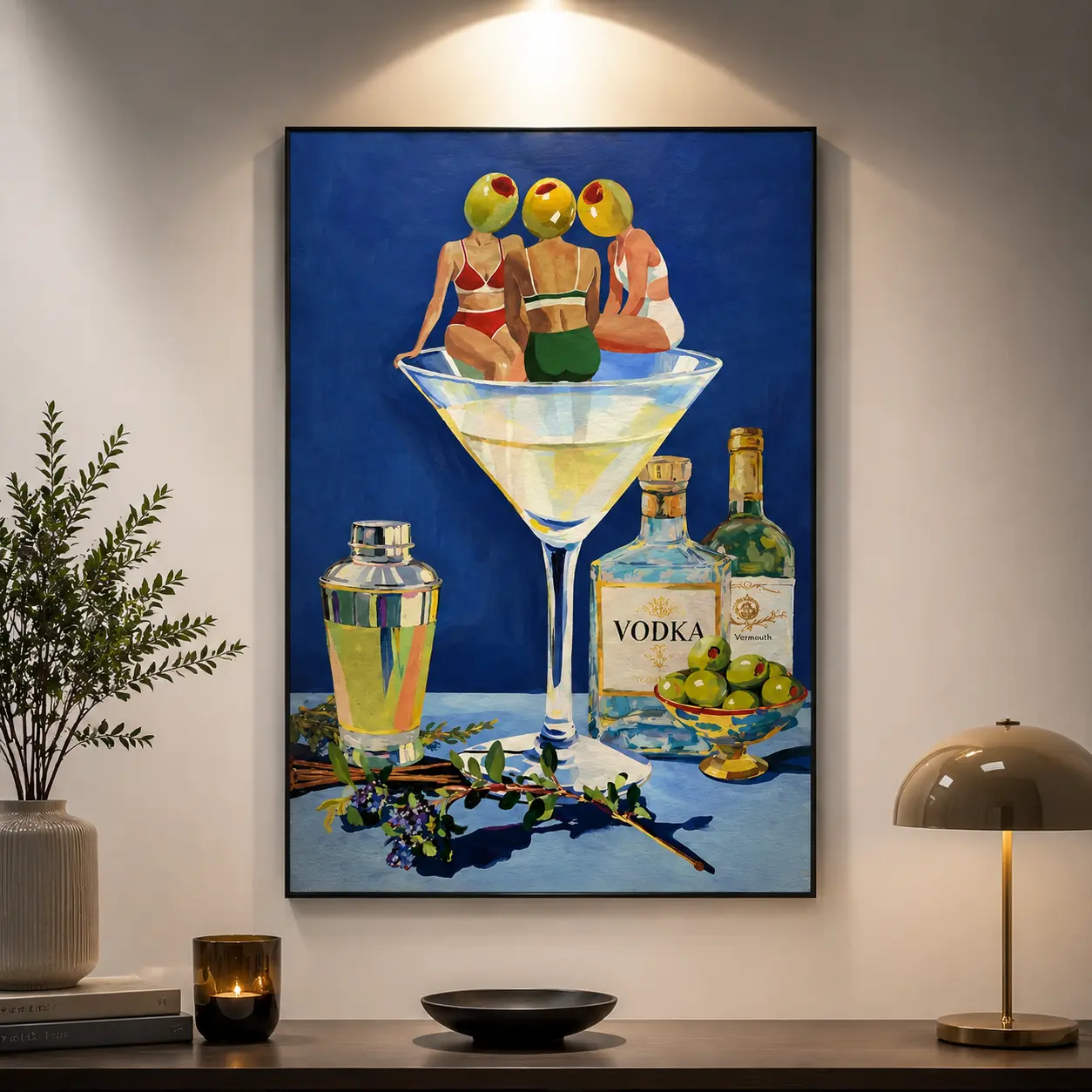 Vintage Dirty Martini Bar Print - Retro Cocktail Wall Art for Home Bar & Kitchen Decor, Martini Canvas Print, Olive Wall Art, Mixology Artwork, Cocktail Lover Gift, Modern Bar Decor, Vintage Kitchen Wall Decor
