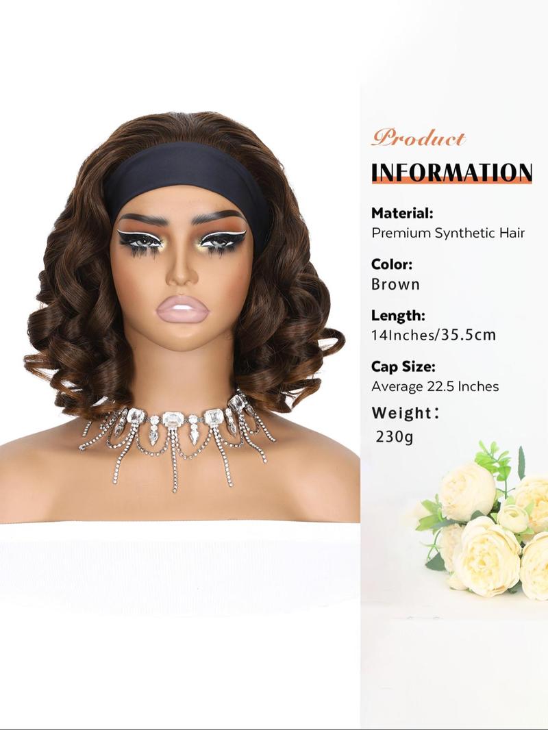 14 Inch Fashionable Plain Color Curly Wigs for Women, Gorgeous Fluffy Wigs with Band, Synthetic Full Machine Wigs for Party, Daily Use, Wavy Wigs