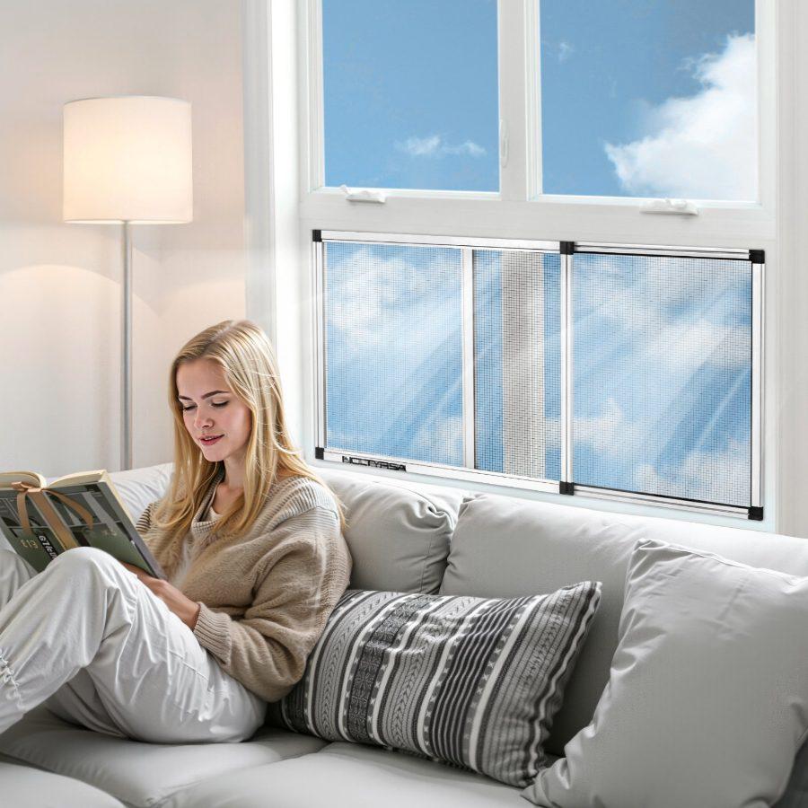 VEVOR Adjustable Window Screen, 15 Hx 21 - 40 W, 2 Packs Expandable Windows Screens with Aluminum Frame and Durable Mesh, Horizontal Convert to Vertical Adjustable Installation, for Home House