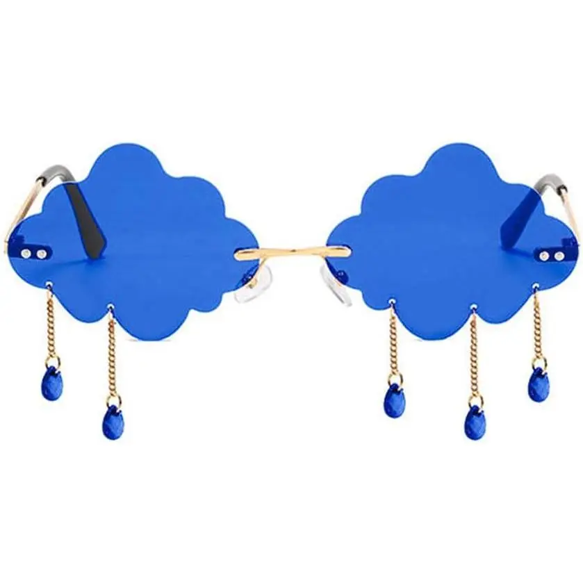 Rimless Cute Sunglasses For Women Trendy  Creative 90s Sunglasses Funny Cloud Shaped Disco Glasses