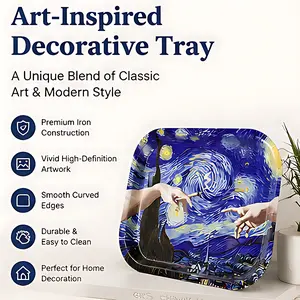 1Pc Decorative Tray for Home | Premium Iron Rolling Tray – Artistic Pattern, Durable Metal, Multi-Purpose Organizer, Jewelry Holder, Desk & Coffee Table Accent, Stylish Decorative Display