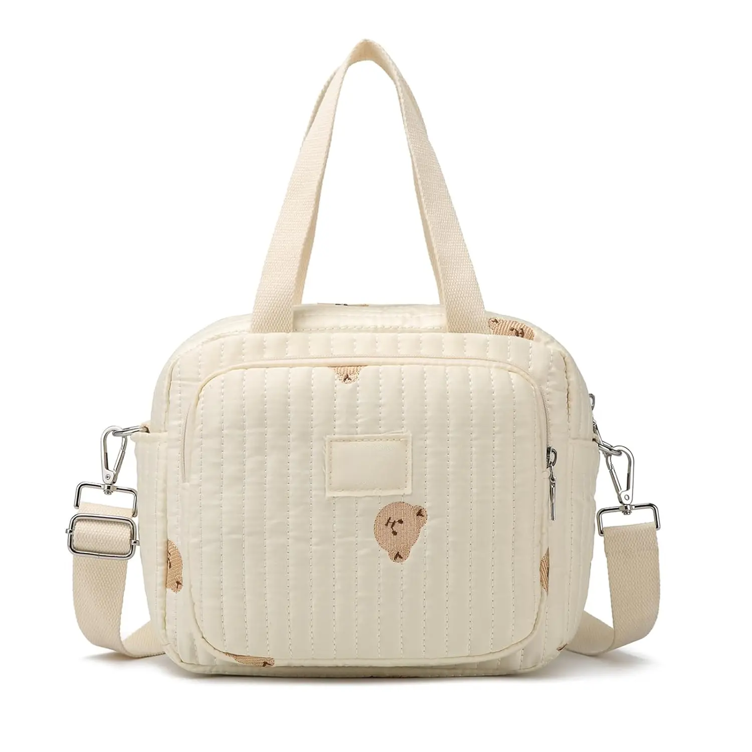 Small Diaper Bag Tote, Crossbody Diaper Bag Mini Purse with 7 Pockets, Travel Baby Bag  Boys & Girls, 2 Bottle Pocket, Off White New model colorful