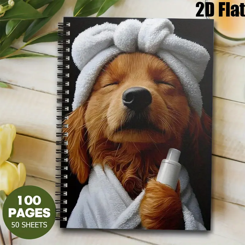 1 Spiral Notebook for Pet Lovers, 5.7x8.26 inch, Adorable Golden Retriever Design, High-Quality Lined Pages, Durable Coil Binding, Daily Journal for Dog Owners, Travel Notes, Birthday Gift for Animal Lovers, Christmas Present for Pet Enthusiasts [2D
