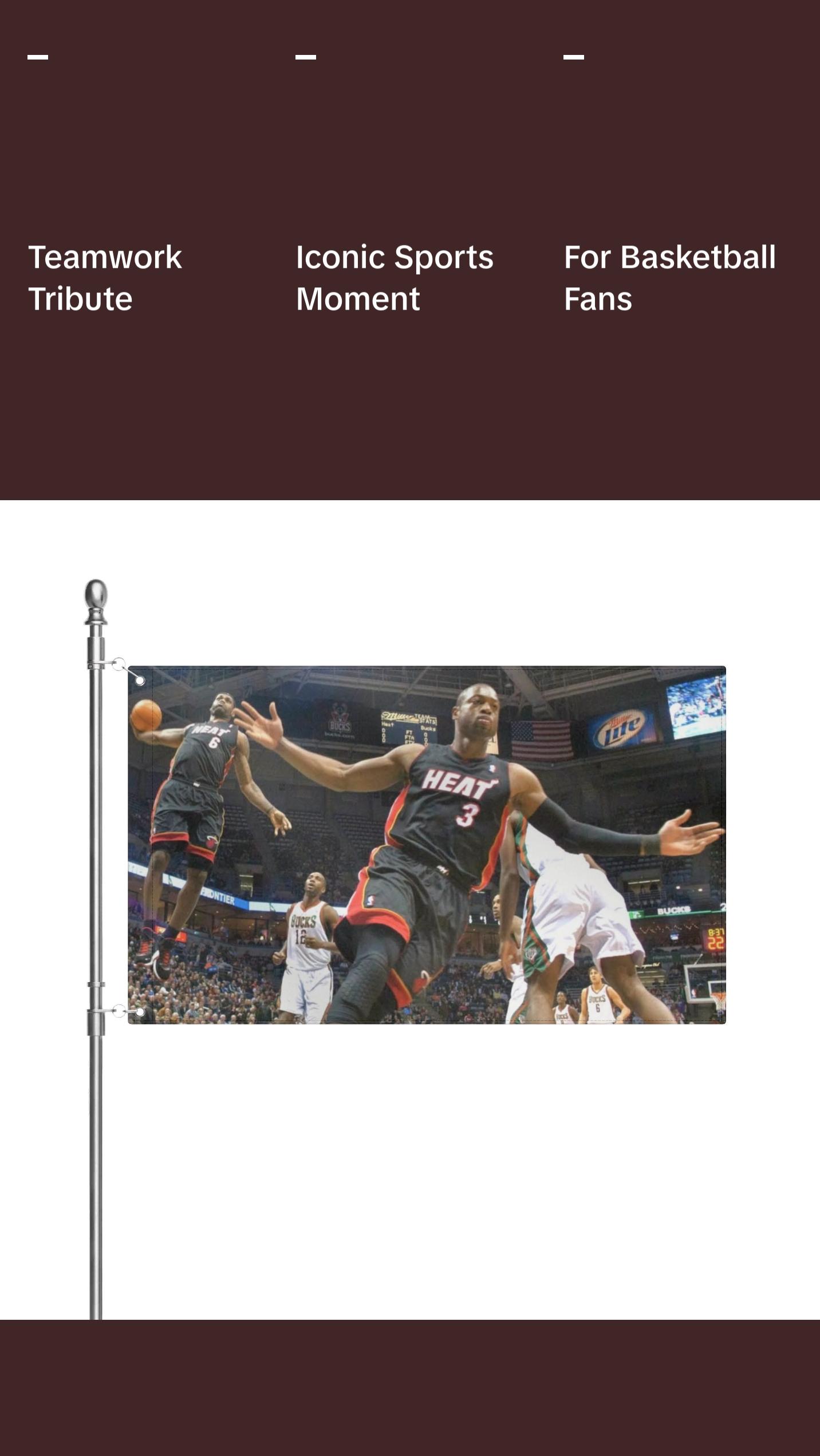 LeBron James & Dwyane Wade 2010 Iconic Moment Wall Flag - Celebrate Sports History with Teamwork Excellence and Collaboration Tribute Decor Tapestry Bedroom Dorm Wall