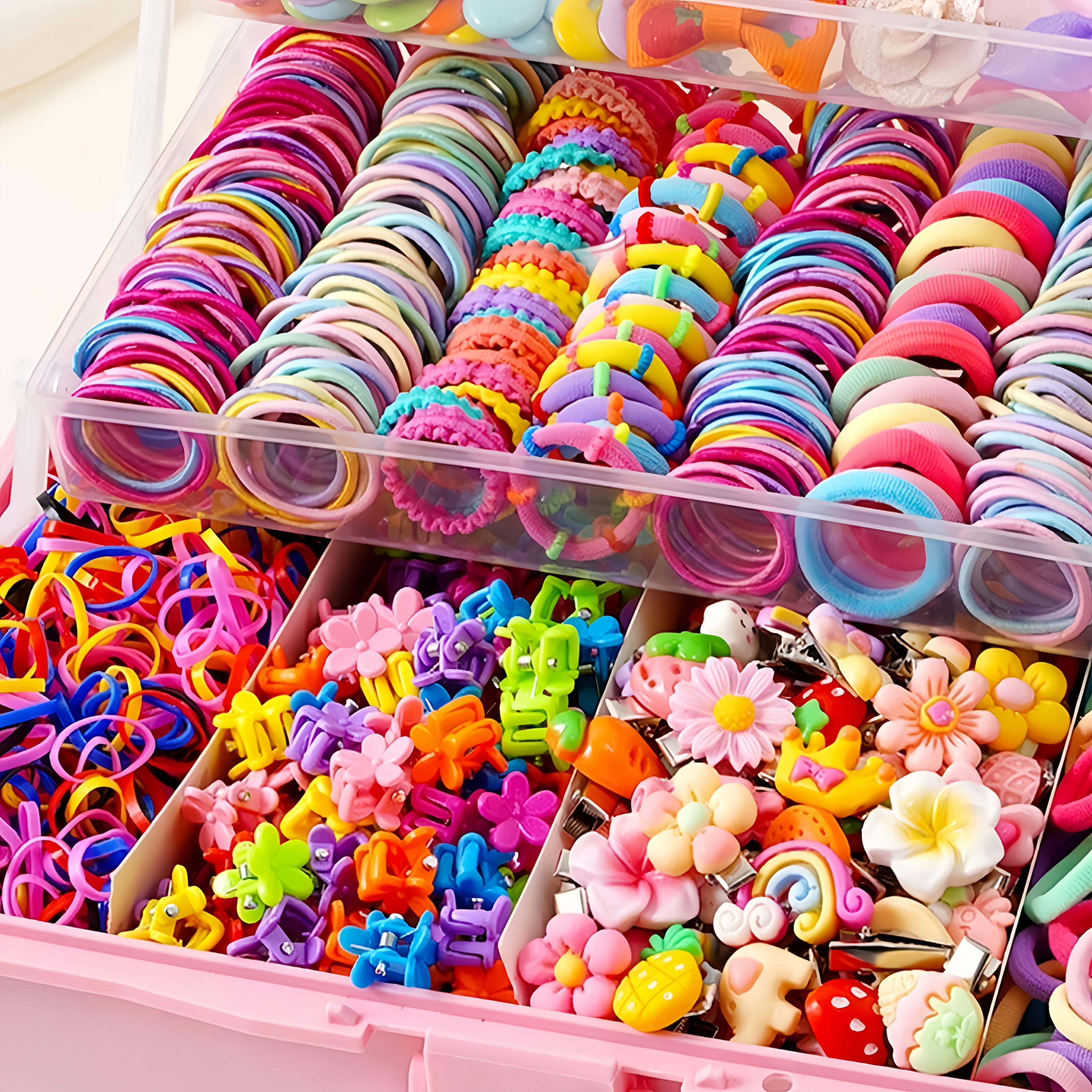 (New)[Hair Accessory Set] 200pcs/618pcs Dopamine Sweet Hair Accessory Set For Little Girls With Combination Of Bow Clips,  Princess Clips, Star & Teardrop Hair Clips, Flower Clips, Simple Hair Ties. Suitable For All Seasons, Excellent Gift hion Lovers