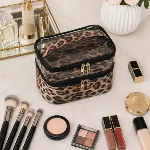 Double-Layer Waterproof Cosmetic Travel Bag for Women, Y2K Portable Makeup Organizer Case, Foldable Large Capacity Beauty Storage Pouch, Versatile Commuter Toiletry & Makeup Bag for Travel, Business Trips, Gym & Daily Use, Chic Minimalist Functional Makeu