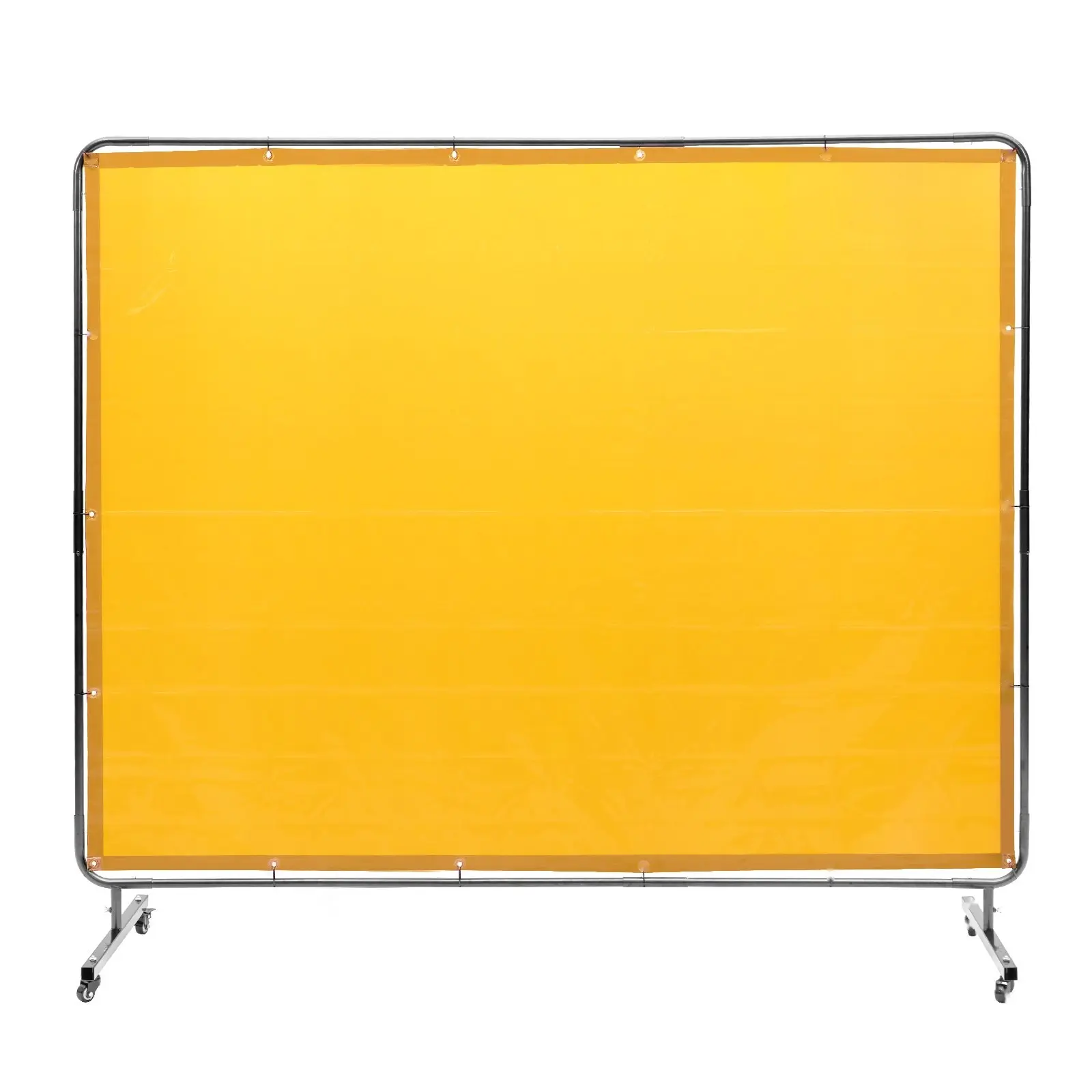 Welding Screen With Frame, 6' x 8' Welding Curtain Screen, Flame-Resistant Vinyl Welding Protection Screen On Four Swivel Wheels (Two Lockable), Movable And Durable For Workshop And Industrial Use, Yellow