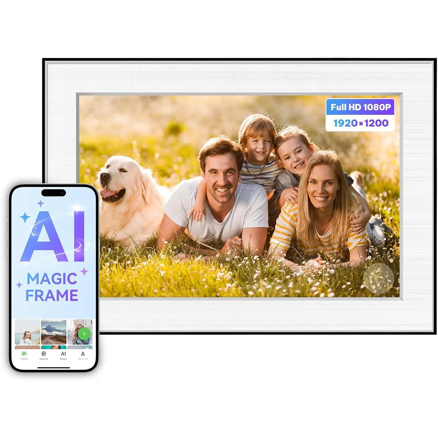 Digital Picture Frame - 10.1"  Display AI Magic Frame,  Screen Digital Photo Frame with Easy Setup, Unlimited Cloud Storage, Gifts for Parents and Grandparents