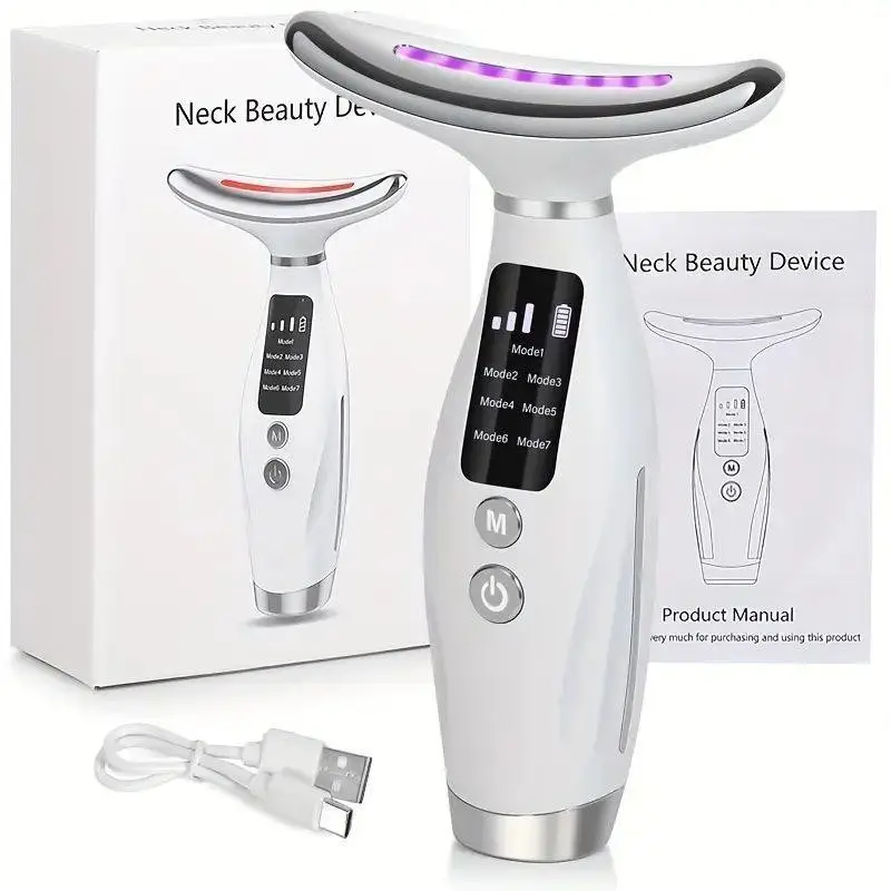 Rechargeable Facial Neck Massager USB Charging, 7Adjustable Modes, Perfect Gift for Friends and Family, IdealPresent Choice