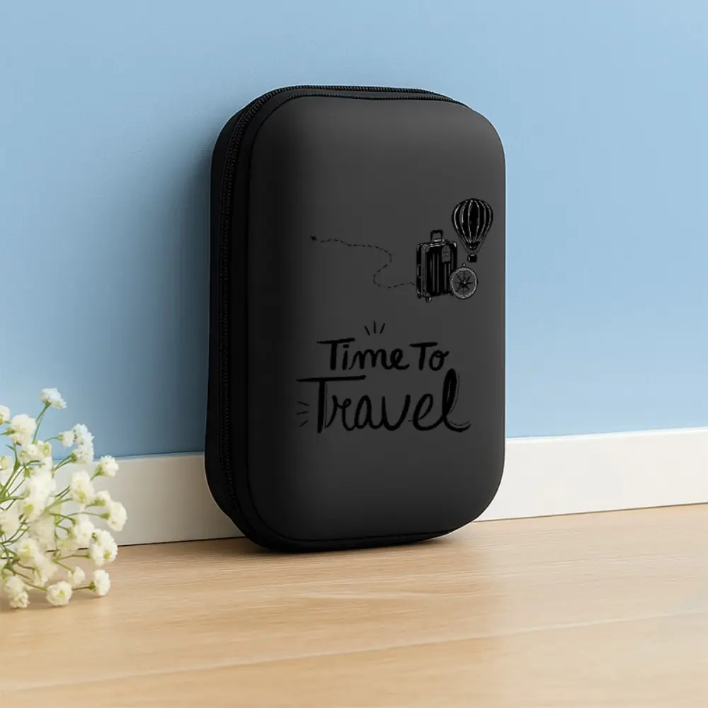 Relaxing travel printed pattern storage box with mesh pocket and compact design - multi-color cable/headphone/charger storage box, suitable for office, travel, pet enthusiasts - durable and portable electronic accessory organizer