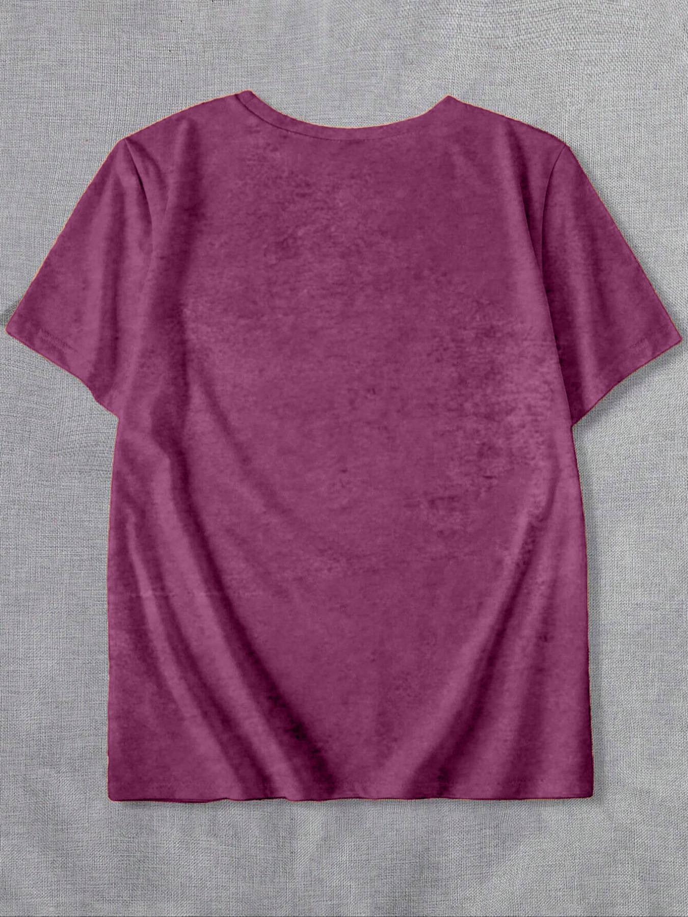 【Plus Size】 Letter Print Round Neck Tee, Casual Short Sleeve T-shirt for Summer, Women's Clothing for Daily Wear, Womenswear