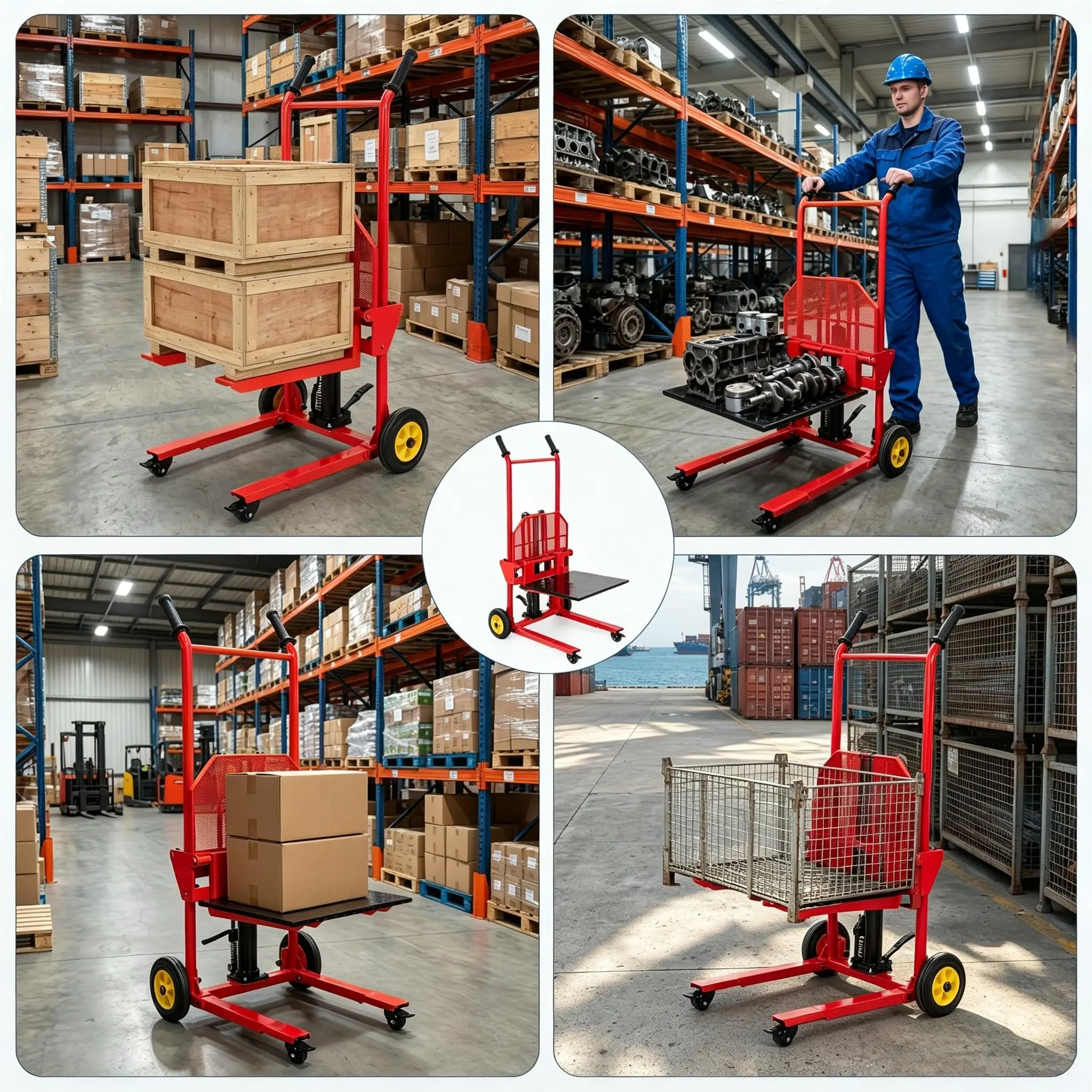 Garvee 440 lb Hydraulic Platform Lift Stacker Cart, 36 in Max Lift Height, Steel Platform with 18.5 in Forks, Locking Swivel Casters, Manual Material Handling Truck