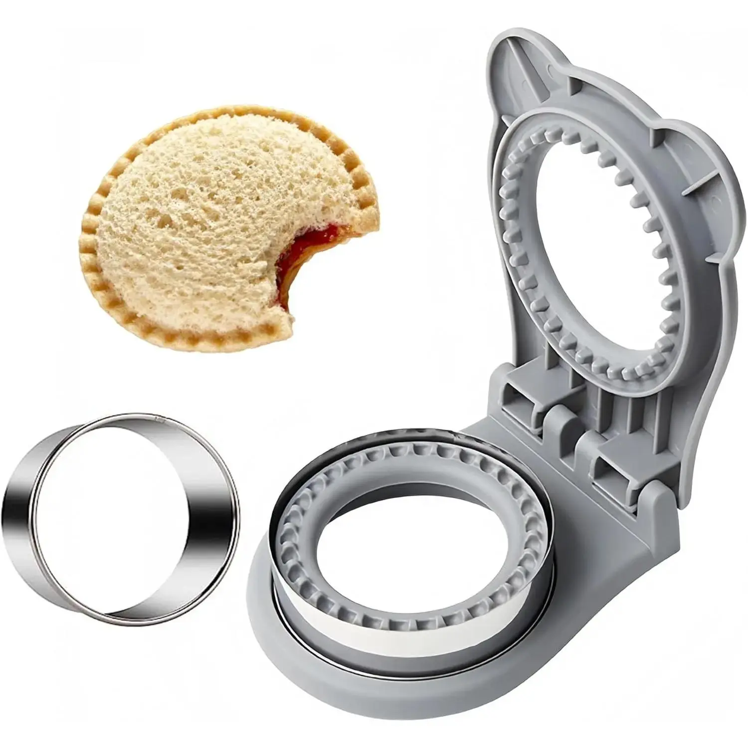 Sandwich  and Sealer, Decruster Sandwich Maker for  lunch Sandwich Maker,Easy for School Lunchbox and Bento Box Grey