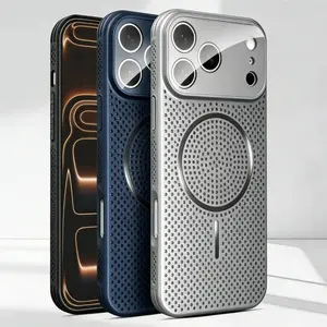 Hard Magnetic Magsafe Case with Heat Dissipation Mesh Holes & Lens Protection for iPhone 12-17, 12-17 Plus/Pro Max - Smartphone, Cellphone, Handheld Devices Accessories