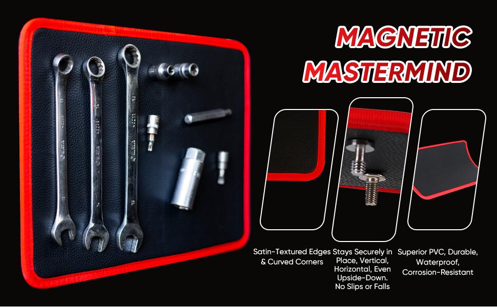 Magnetic Tool Mat & Holder | 12.8"x9.8" Flexible Magnetic Tray for Garage Workshop, Scratchproof PVC Surface with Non-Slip Grip | Auto Repair, Toolbox Organizer for Mechanics & DIY
