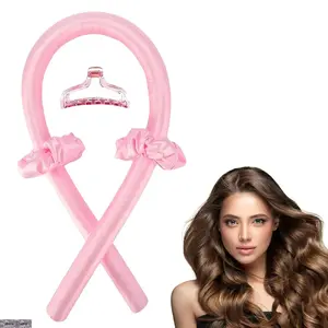 No Heat Curling Headband, No Heat Curlers for Long Hair, Curling Rod Headband to Sleep In with 2 Hair Ties and 1 Hair Clip, Soft Silk Hair Styling Tools Kit