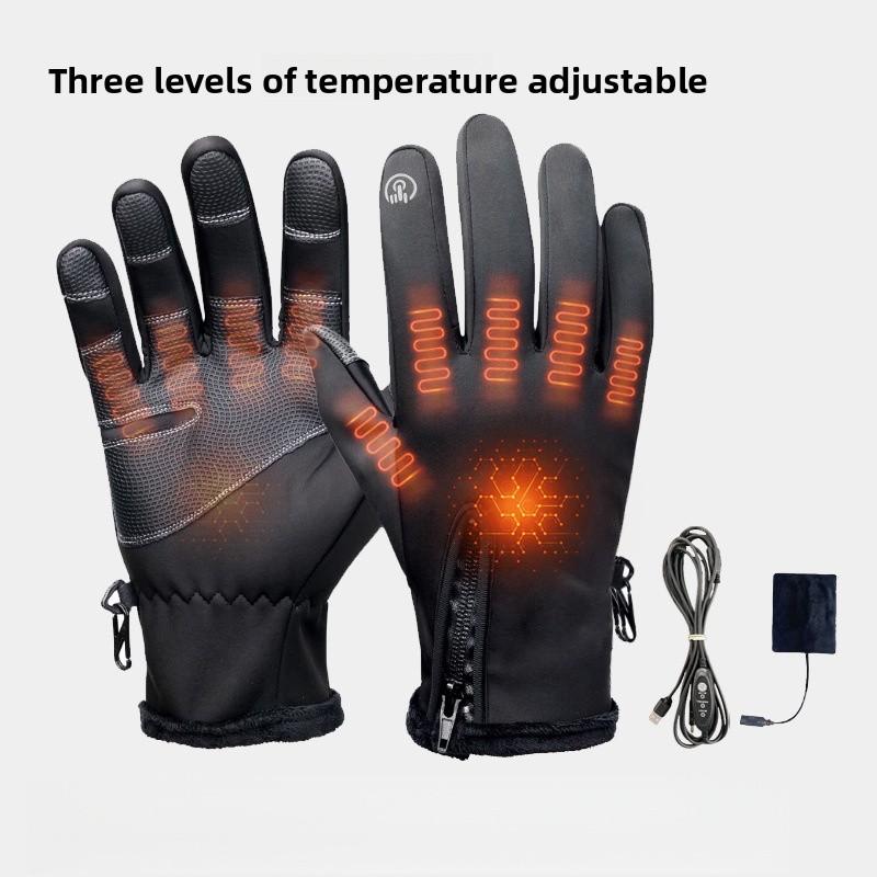 Electric Heated Gloves for Men & Women Rechargeable Winter Warming biker heating Gloves with Touchscreen finger Friendly Windproof for Outdoor Cycling Skiing Travel wind -proof Warm motorcycle weather plush Gloves sport daily work ski