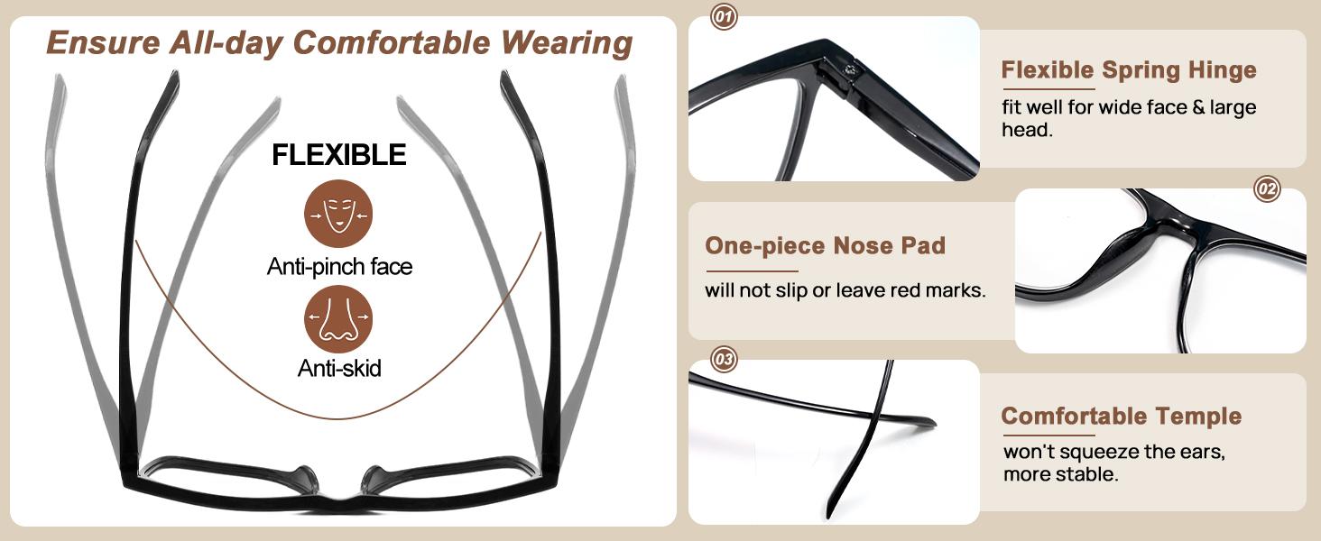 Oversized 2.75 Reading Glasses Men Big Square Readers for Large Head 1.0 1.25 1.5 1.75 2.0 2.25 2.5 2.75 3.0 3.5 4.0 5.0 6.0 (Black, 275)