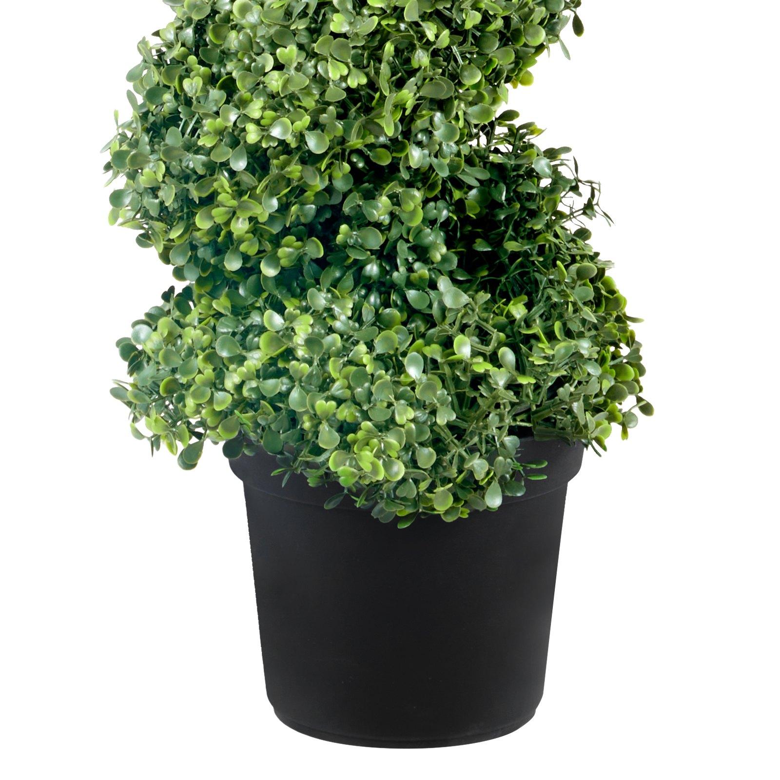 VEVOR 2 pcs. Artificial Boxwood Tower Topiary Spiral Artificial Plant 122cm high Decorative Plant Green Plastic PE Iron Topiary Plants incl. 10 pcs. Replacement Leaves