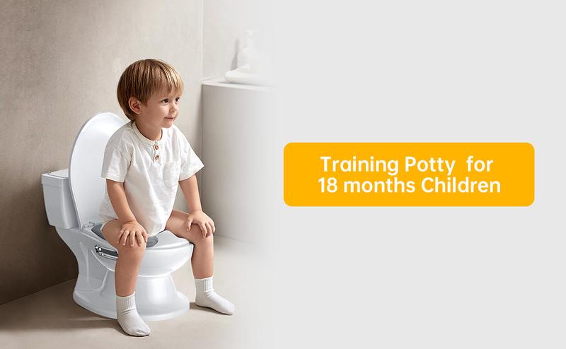 【GARVEE】Potty Training Toilet for Baby with Realistic Flushing Sound, Soft Seat, Removable Pot, Storage Tank, Toilet Paper Holder, Splash Guard, and Non-Slip Design for Toddlers
