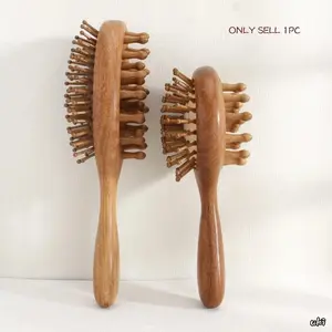 2-Piece Natural Wooden Hair Comb Set, Extra Wide Tooth Detangling and Scalp Massage Tool for Men & Women, Heatless Styling to Avoid Heat Damage and Create Soft Natural Hairstyles