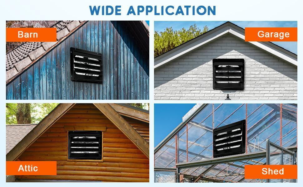 24" Wall-Mounted Shutter Exhaust Fan, 3500 CFM High-Speed Ventilation, 1500 RPM Low-Noise, Aluminum Blades & Automatic Shutter for Attic, Garage, Greenhouse, Workshop & Louvered Vent Applications