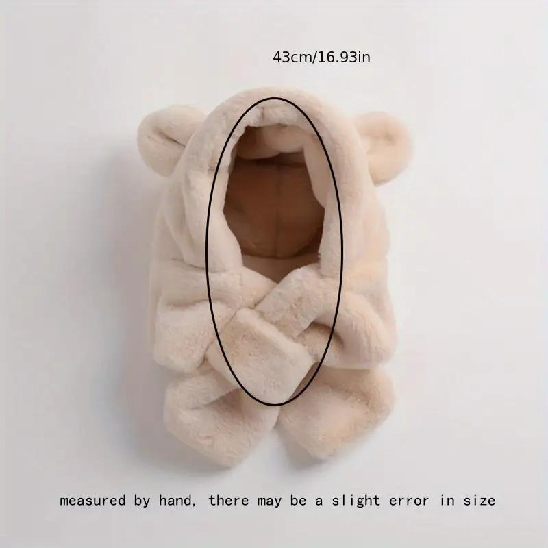 All-In-One Acrylic Bear Hat And Scarf Set for Babies, Kids 0-3 Years - Hand Washable, Fitted, Lightweight, Weaved Ear Protection Cap - Festive Christmas Accessory for Boys And Girls (1pc, Multicolor)