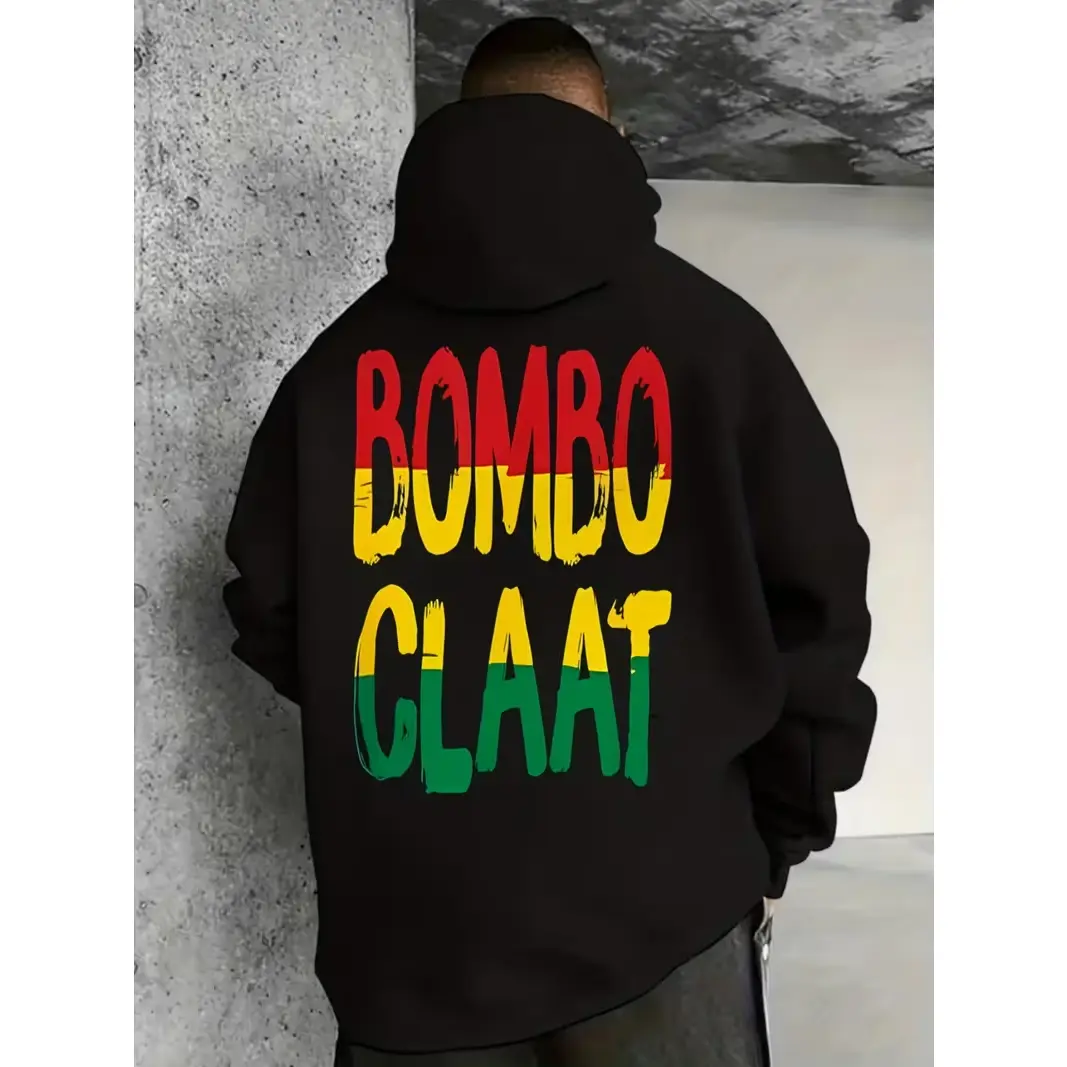 Men's Rasta Bombo Claat Graphic Print Reggae Street Oversized Hoodie - Comfort Cotton-Polyester Pullover, Holiday Gift for Family Friends