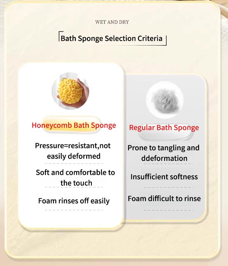 Cheese-shaped honeycomb bath sponge, extra-large soft bath brush, expands when wet to produce rich foam, durable and not easily disintegrated body exfoliator
