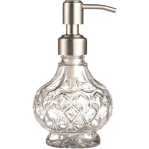 Soap Dispenser with Stainless Steel Pump, Clear  Design,  and Elegant, Refillable Liquid Hand Soap Dish Soap Dispensers for Bathroom Counter, Kitchen Sink (Style 1)