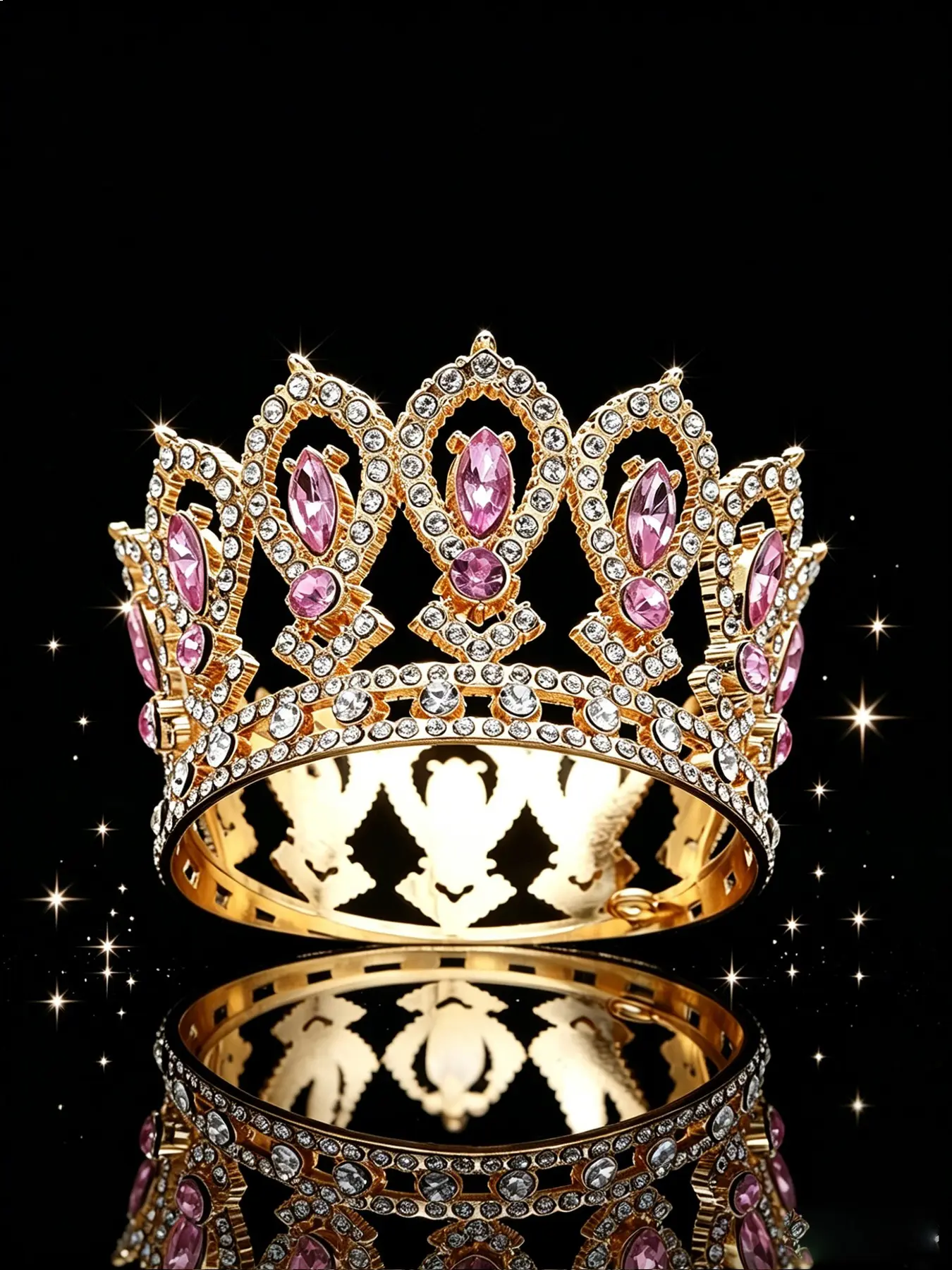 Baroque Vintage Full Round Rhinestone Crown, Hair Crowns, Mini Cake Tiara, Wedding Headpiece, Stage Performance, Birthday Party, Cosplay, Formal Dinner
