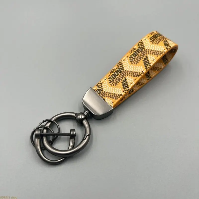 New Trendy Brand Light Luxury Monogram PU Car Keychain, Creative Polished Alloy Metal Pendant Key Chain, Dual-Use Bag Charm Fashion Accessory for Men Women & Car Lovers