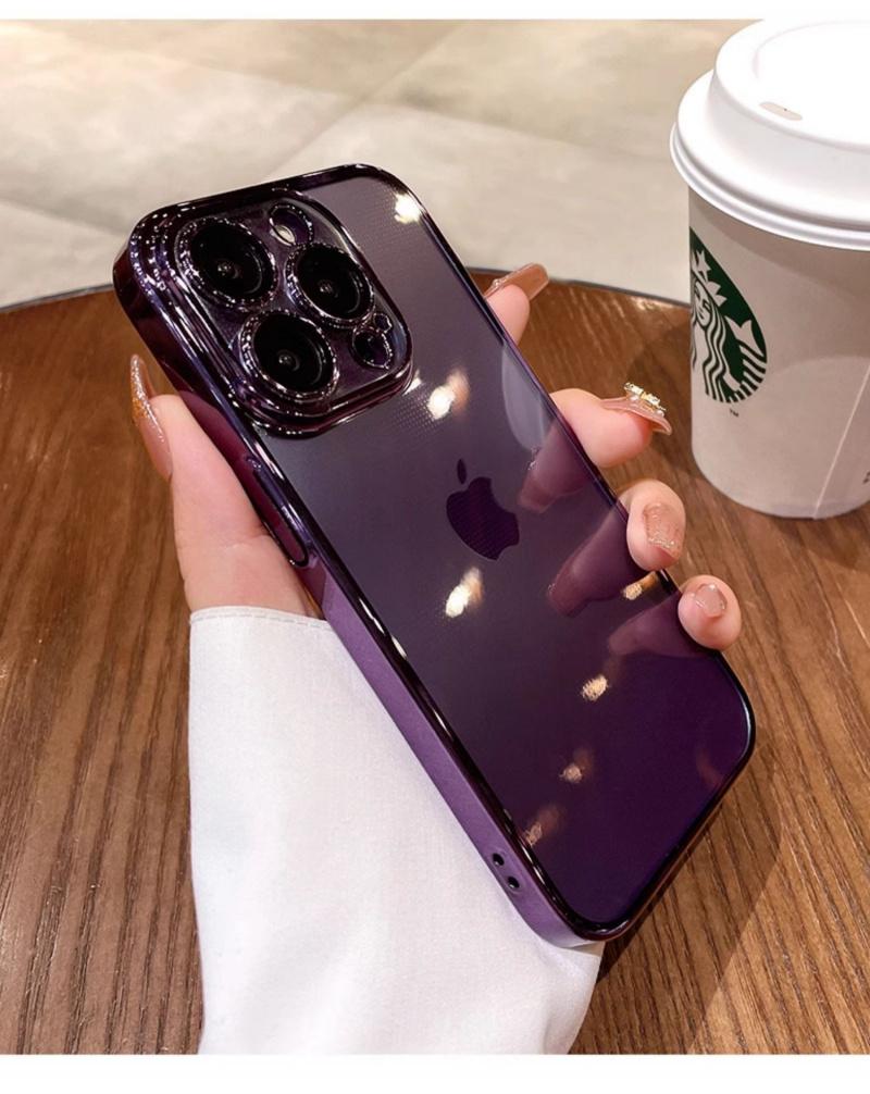 Suitable for iPhone 17/16/15/14/13/12/11 Phone Case Electroplated PC Transparent  Full Coverage Lens Shockproof Protective Cover, Dropresistant Case, Shockproof Cover, Sleek Design, Clear Phone Shell