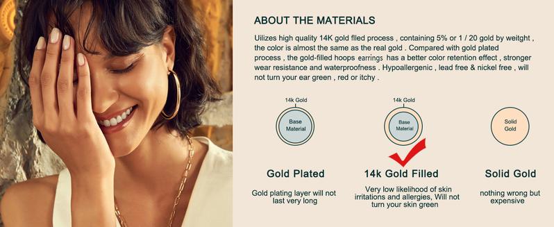 BESTEEL 14K Chunky Gold Plated Hoop Earrings for Women With 925 Sterling Silver Post Hollow Tube Hoops Earrings 4mm Thick Gold Hoop Earrings Hypoallergenic Lightweight Gold Large Hoop Earrings 25/30/40/50/60/70MM