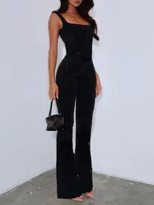 Shiny Plastic Strap Romper Pantsuit, Stylish One-Piece for Women, Comfortable & Trendy Design, Perfect for Casual Wear