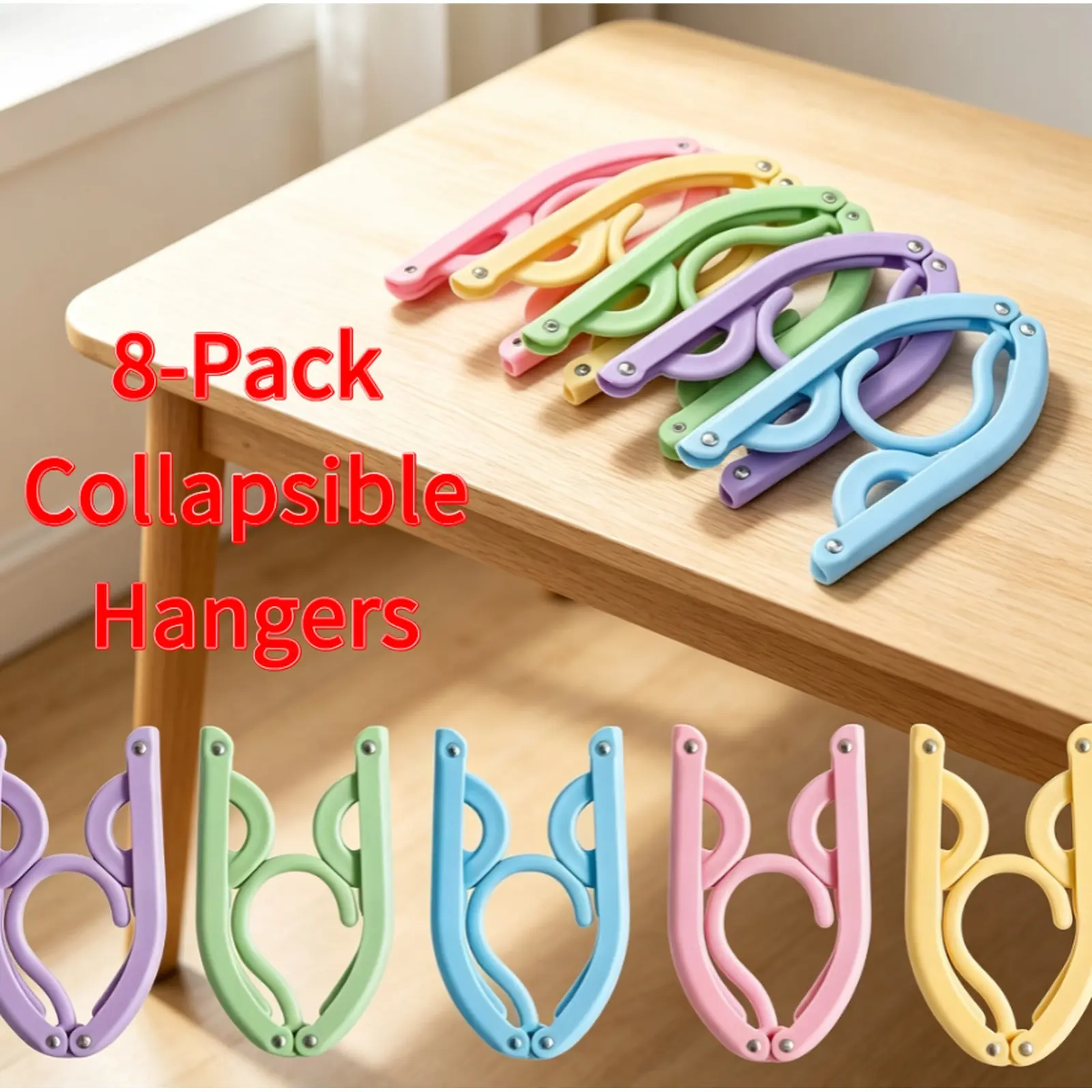 8-Pack Collapsible Garment Hanging Holders, Multi Color Compact Carry Air Dry Supports for Travel & Daily Home Garment Storage